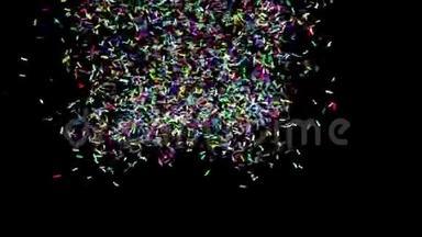 3000彩纸3D渲染动画阿尔法马特狂欢节新年快乐